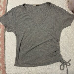 Gray crossover top